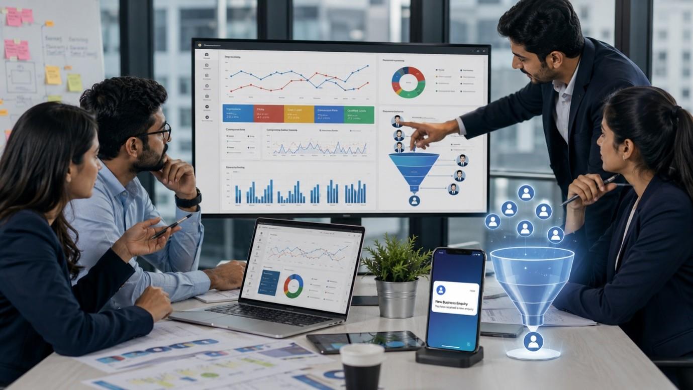 Digital advertising campaign generating leads through Google and social media ads