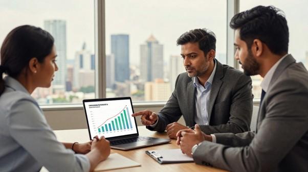 business owner consulting an SEO expert in Hyderabad